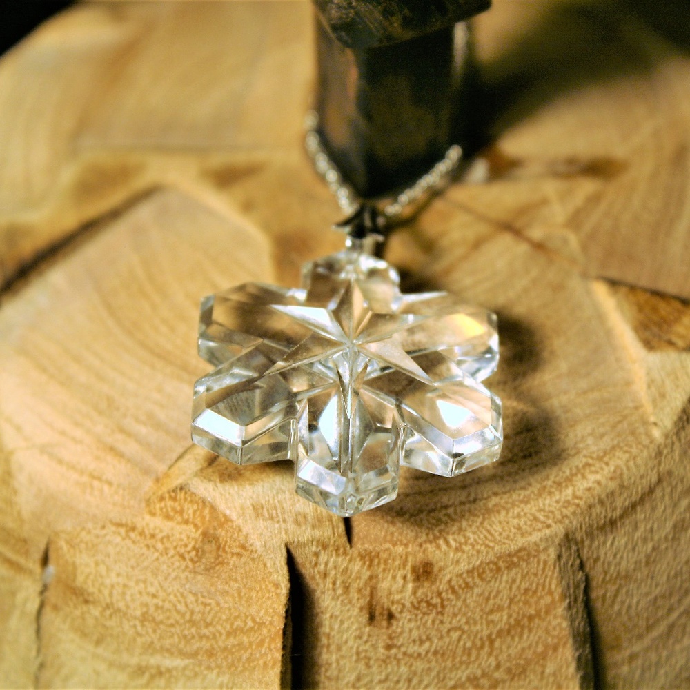 Vintage Snowflake Charm on Silver Necklace